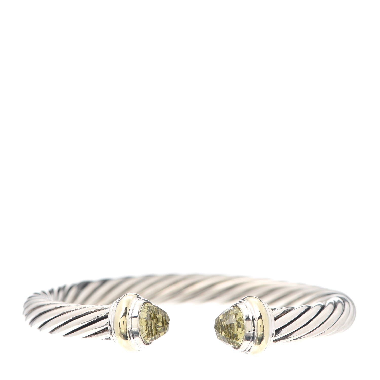 David Yurman Sterling Silver 14K Yellow Gold Lemon Citrine 7mm Cable Classics Bracelet 1 of 4