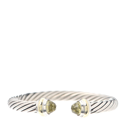 David Yurman Sterling Silver 14K Yellow Gold Lemon Citrine 7mm Cable Classics Bracelet 1 of 4