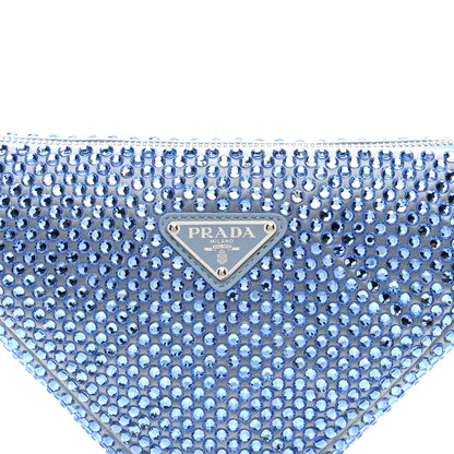 Prada Satin Crystal Triangle Pouch Celeste 7 of 9