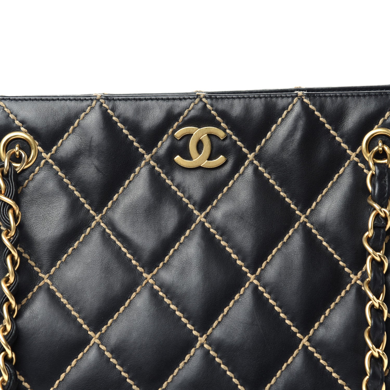 Chanel Calfskin Wild Stitch Shoulder Bag Black 9 of 10