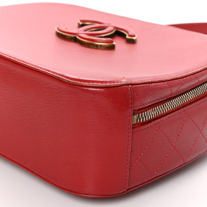 Chanel Shiny Calfskin Goatskin Quilted Small Coco Curve Vanity Red 10 of 11