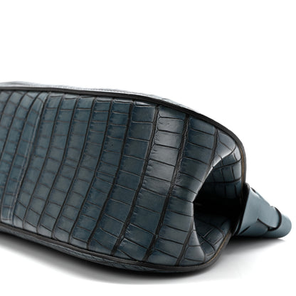Chloe Crocodile Embossed Calfskin Darryl Clutch Mirage Blue 7 of 7