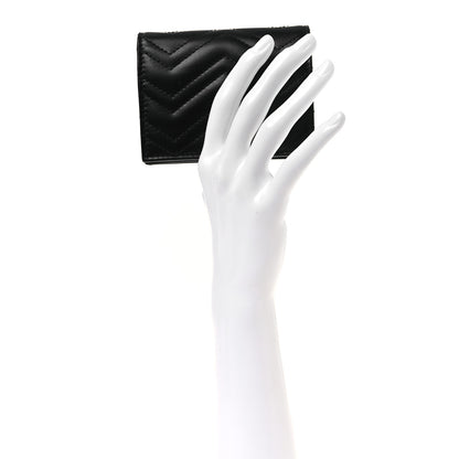 Gucci Calfskin Matelasse GG Marmont Card Case Wallet Black 2 of 9