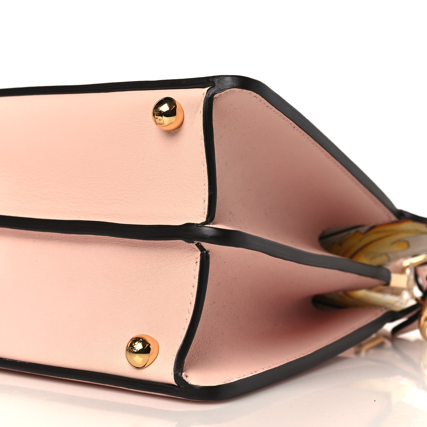 X VERSACE Vitello Seta Nappa Fendace FF Baroque Small Peekaboo I SEE U Satchel Rosa Confetto White Gold