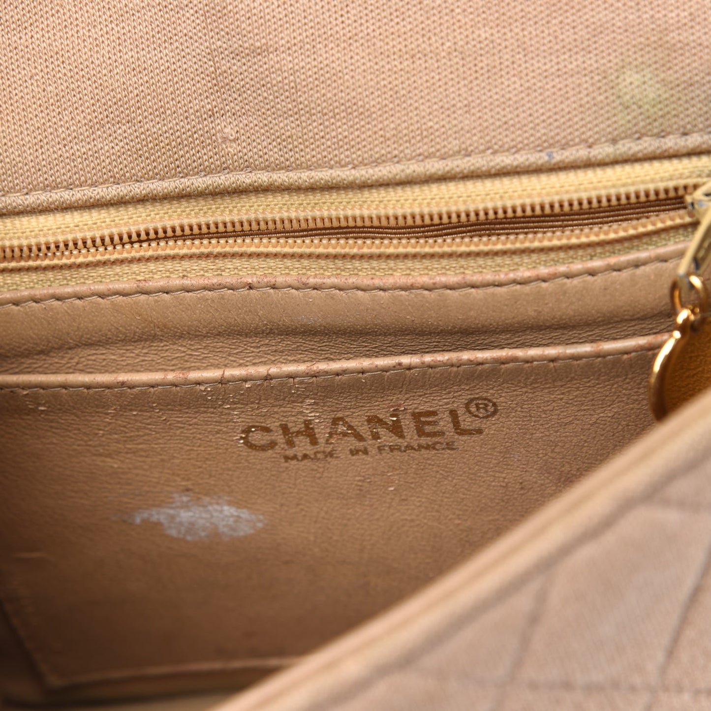 Jersey Quilted Mini Square Flap Beige