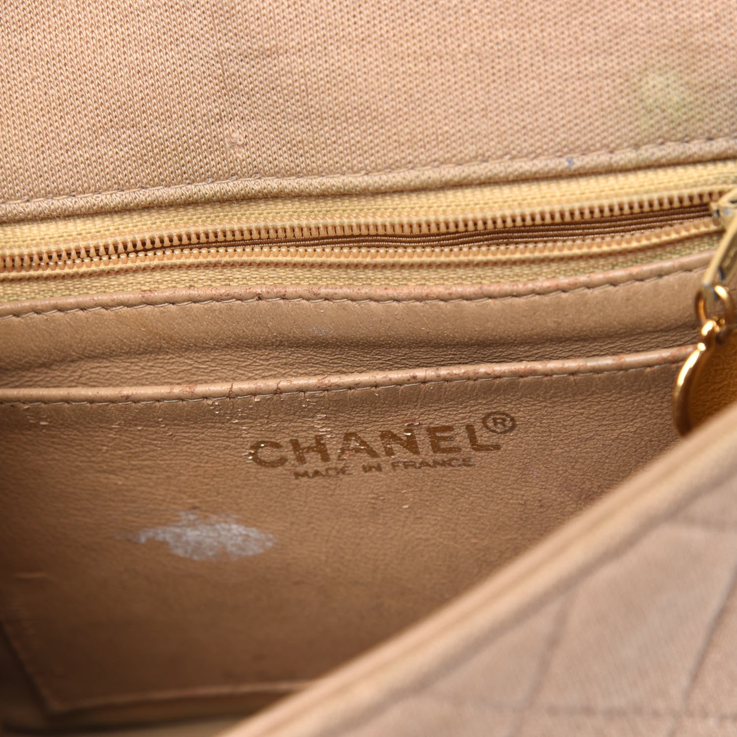 Chanel Jersey Quilted Mini Square Flap Beige 6 of 13