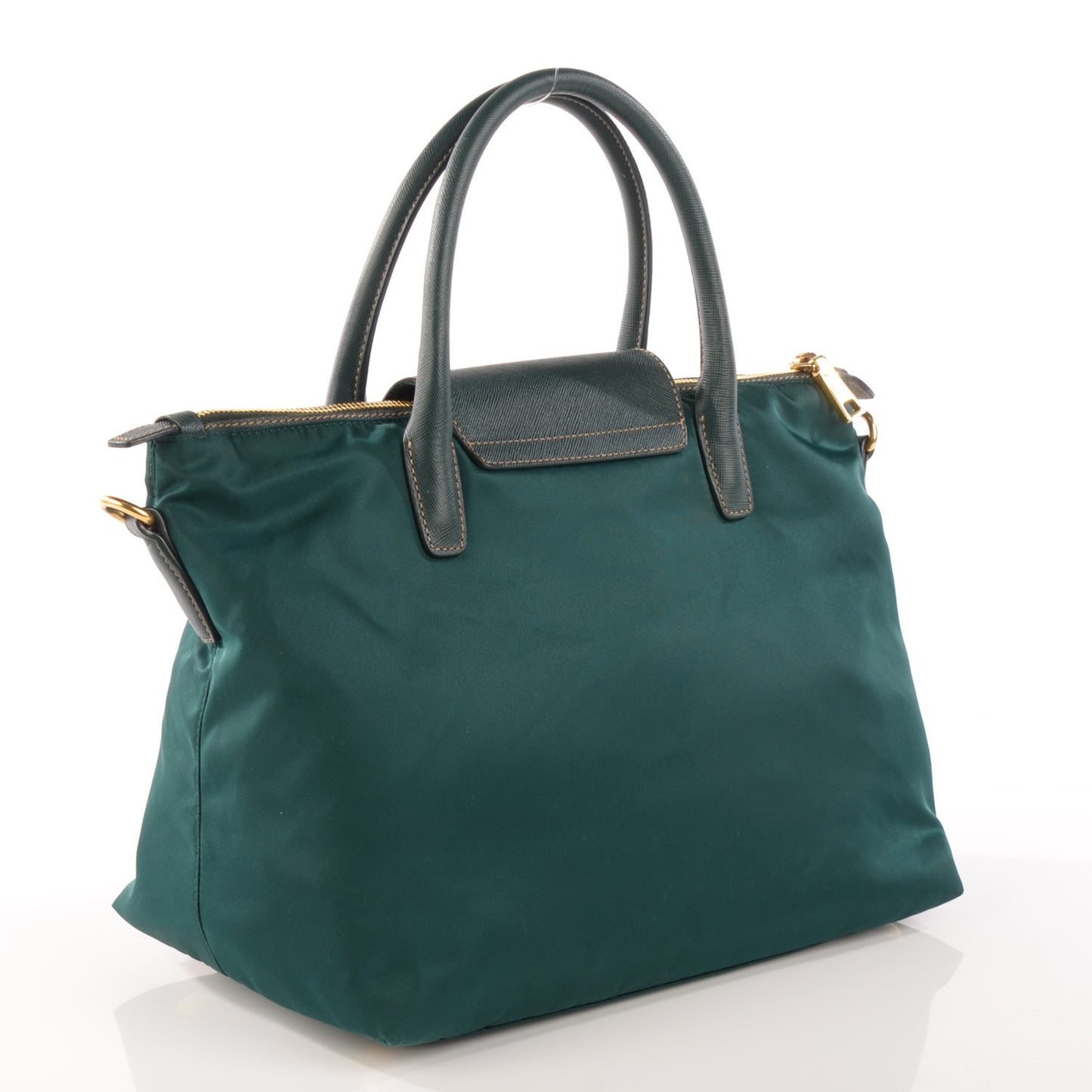Saffiano Tessuto Nylon Tote Petrolio