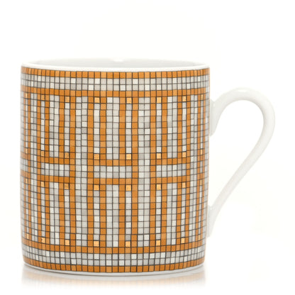 Hermes Porcelain Mosaique Au 24 Gold Coffee Cup and Saucer Set of 2 4 of 13