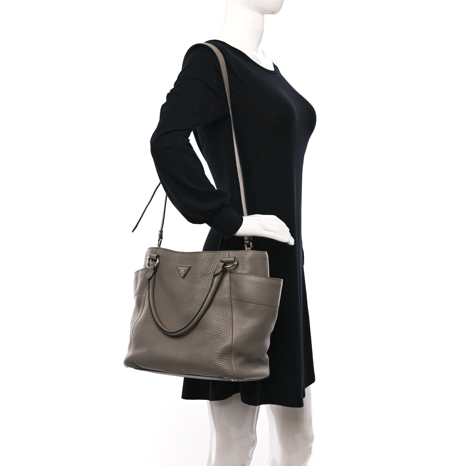 Prada Vitello Daino Side Pocket Tote Argilla 2 of 9