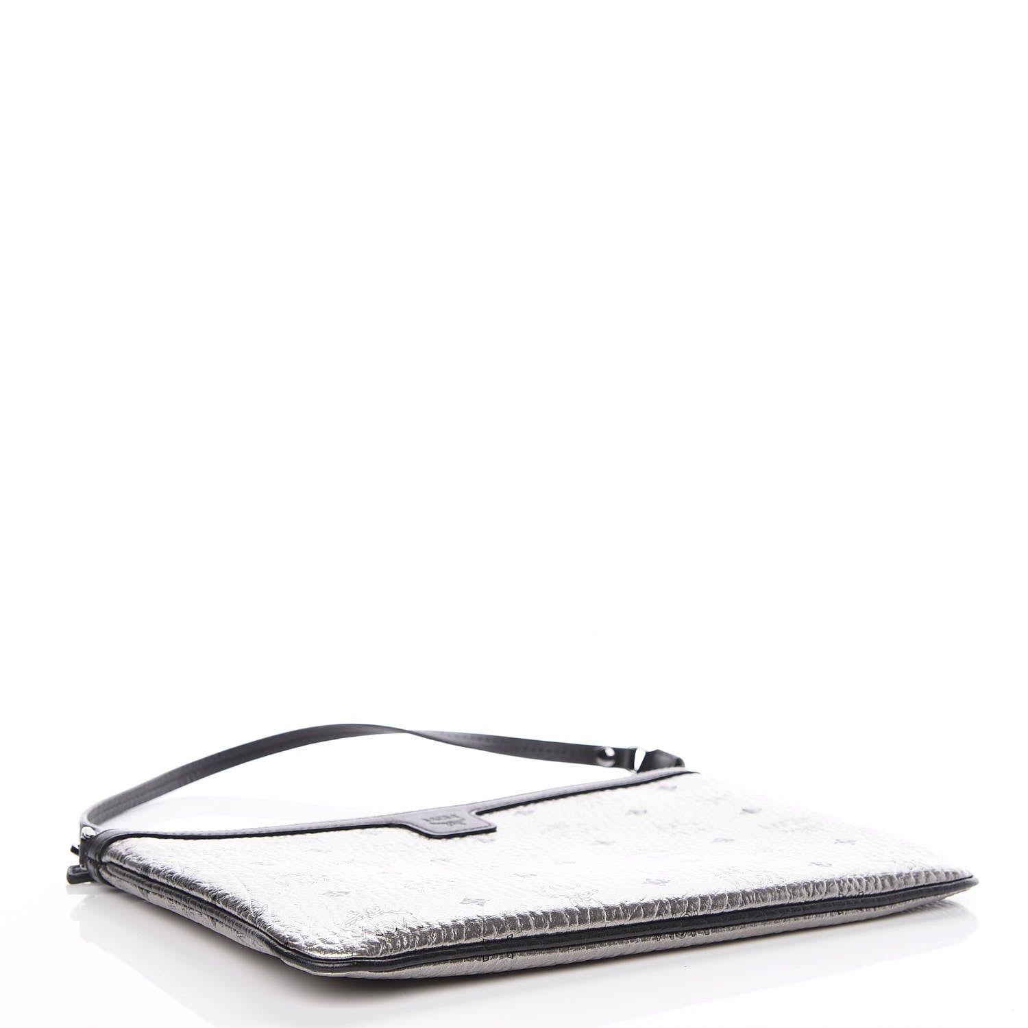 MCM Metallic Visetos Liz Shopper Tote Pouch Silver Black 4 of 10
