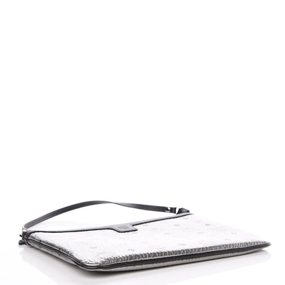 MCM Metallic Visetos Liz Shopper Tote Pouch Silver Black 4 of 10