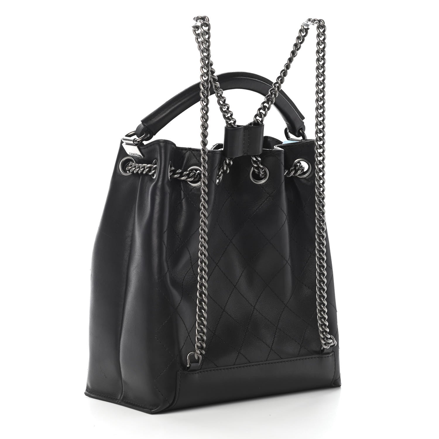 Chanel Calfskin Stitched Medium Urban Luxury Drawstring Backpack Black 3 of 9