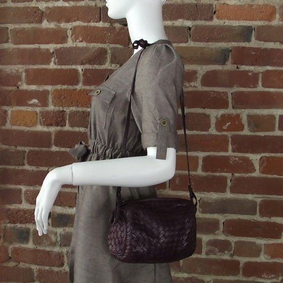 Leather Woven Shoulder Bag Purple