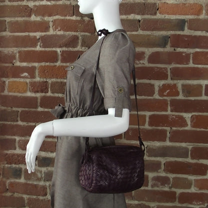 Bottega Veneta Leather Woven Shoulder Bag Purple 2 of 8
