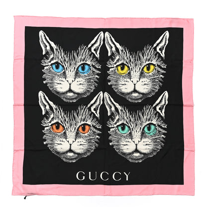 Gucci Silk Mystic Cat Square Scarf Black 1 of 5