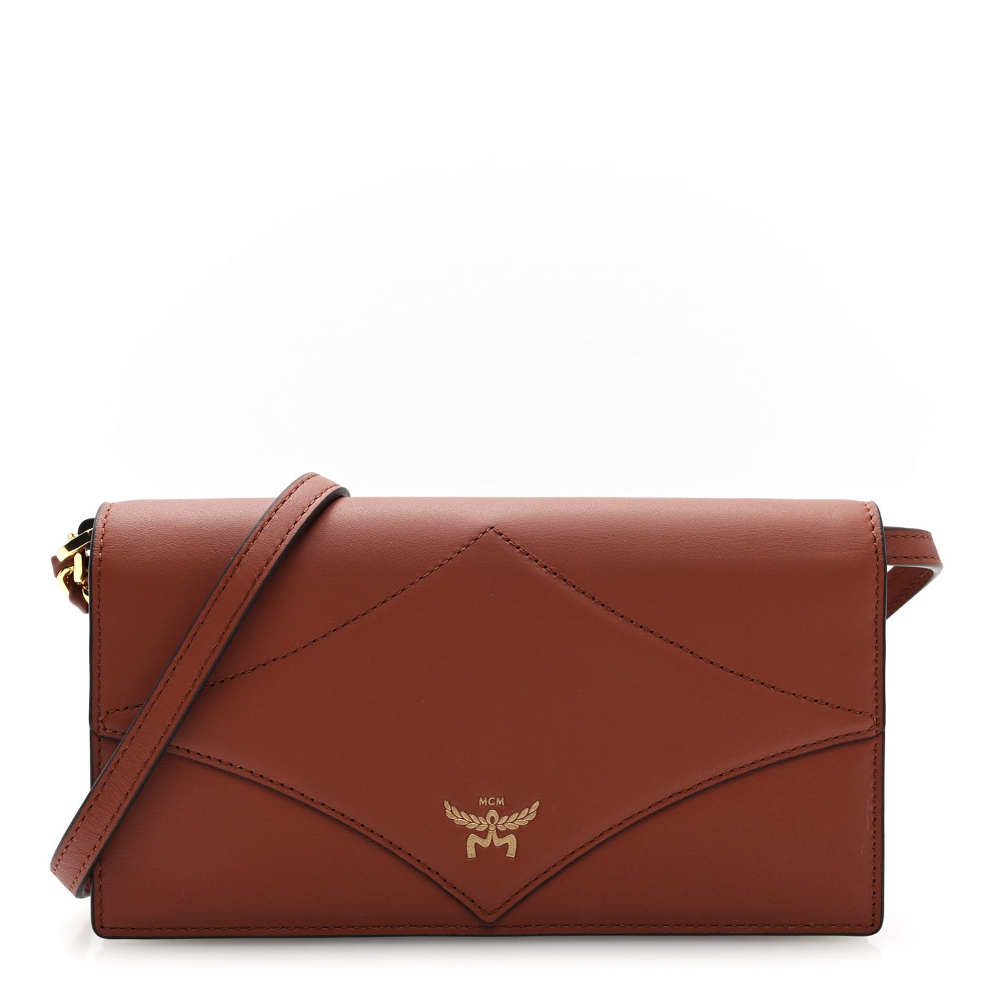 Calfskin Large Diamond Wallet On Chain  Coconut Shell Brown