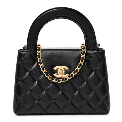 Chanel Shiny Aged Calfskin Quilted Nano Kelly Shopper Black 1 of 10