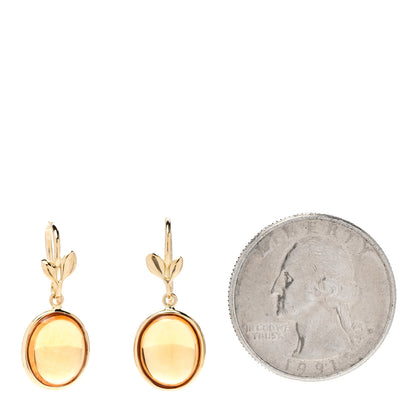 Tiffany 18K Yellow Gold Citrine Paloma Picasso Olive Leaf Drop Earrings 2 of 4