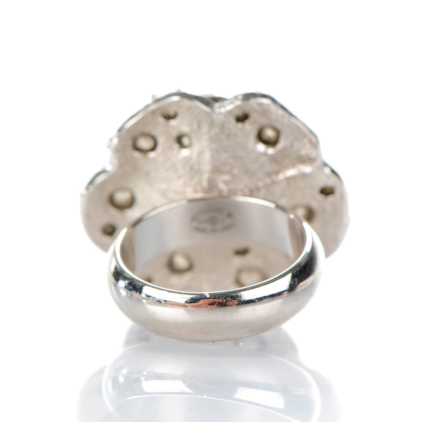 Strass CC Camellia Ring 6.5 Silver