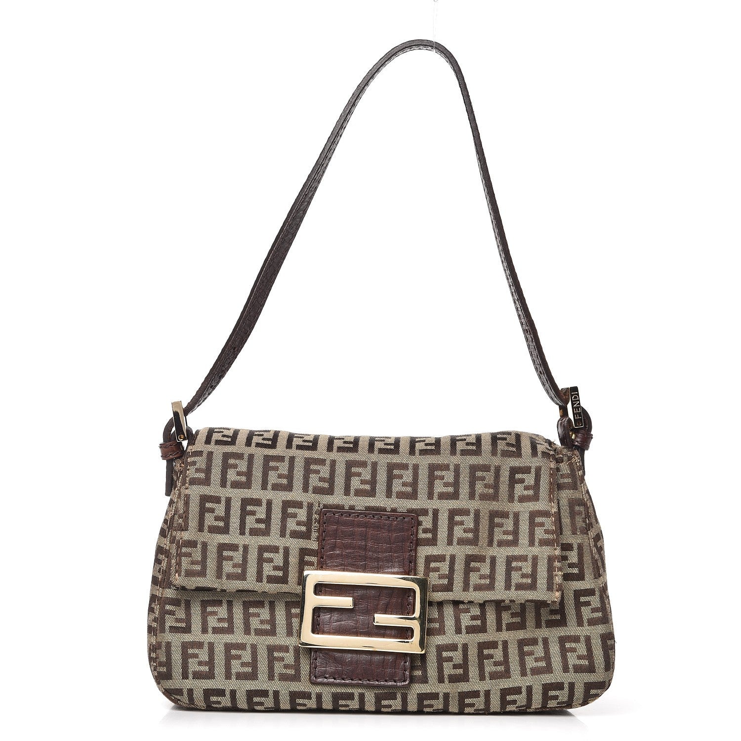 Fendi Zucchino Vitello Mini Mama Baguette Mogano Panna Bruciato 1 of 9
