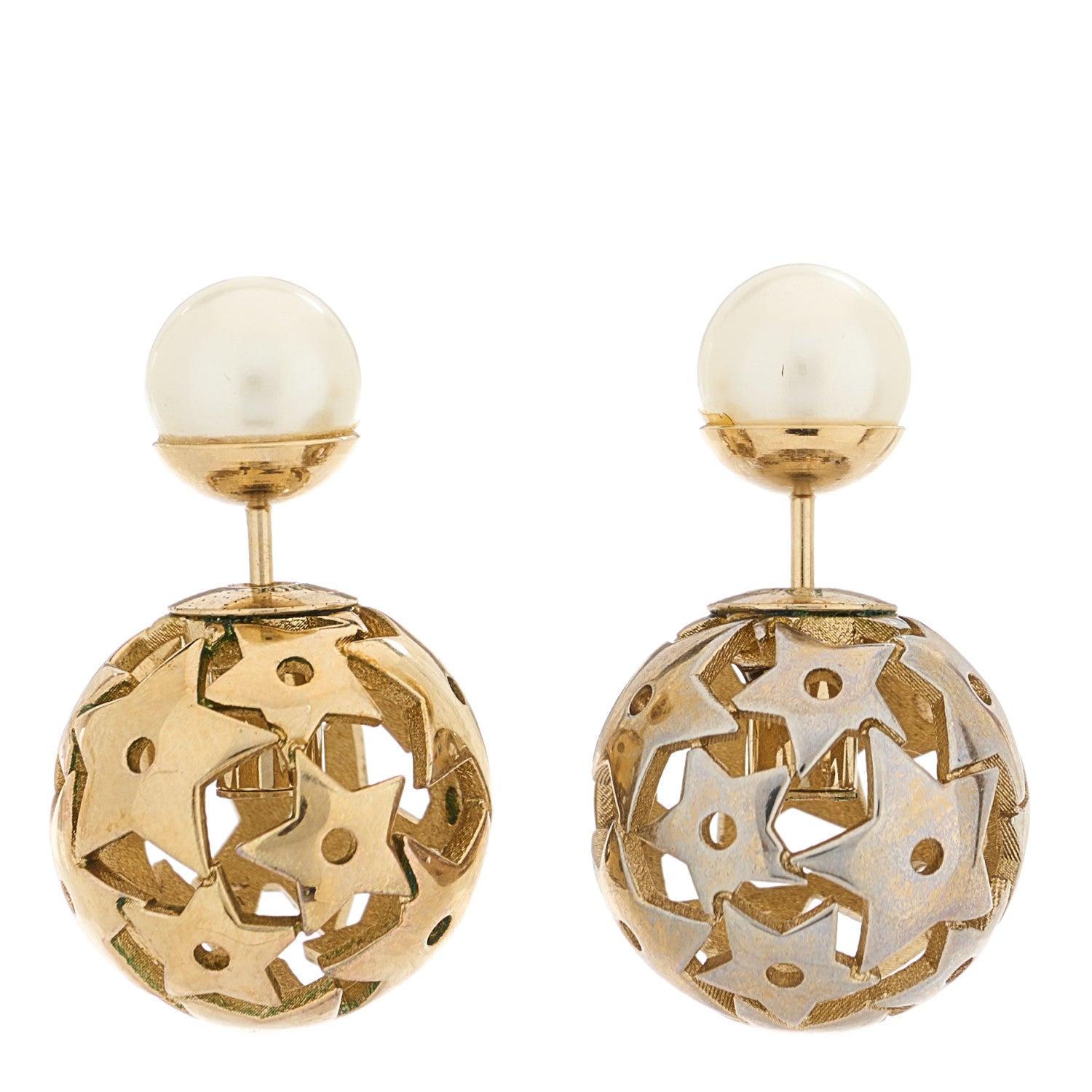 Christian Dior Pearl Star Mise En Dior Tribal Earrings Gold 1 of 5