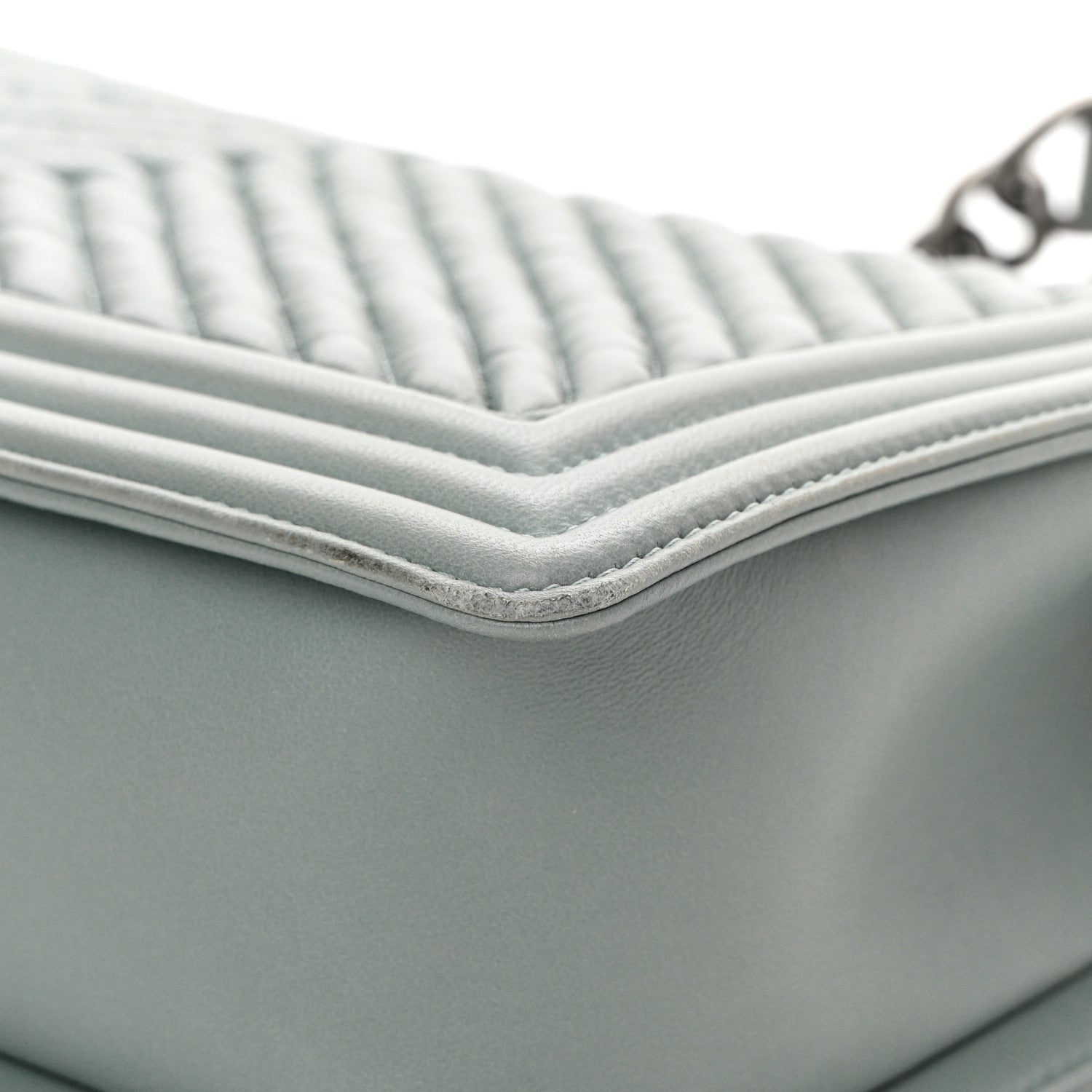 Chanel Calfskin Chevron New Medium Boy Flap Light Blue 13 of 16