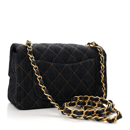 Chanel Denim Quilted Mini Rectangular Flap Dark Blue 3 of 11