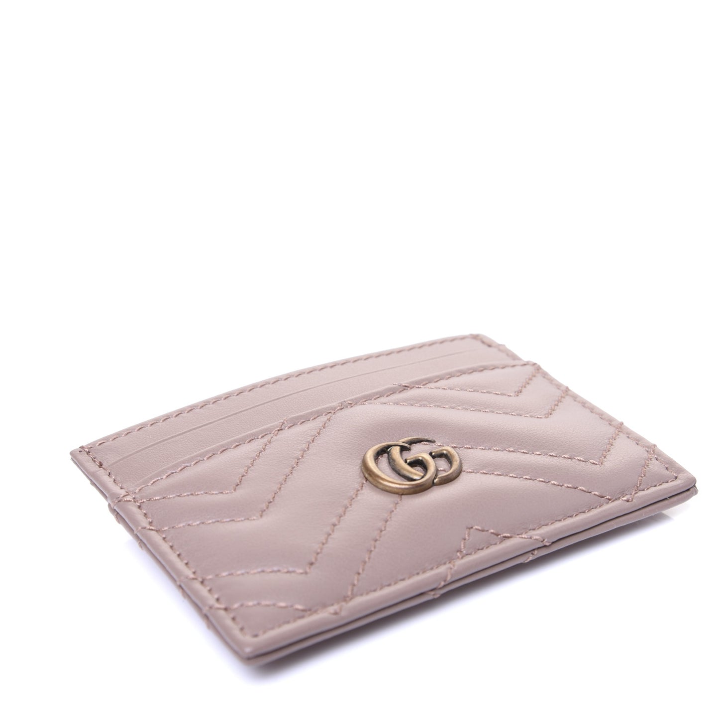 Calfskin Matelasse GG Marmont Card Holder Porcelain Rose