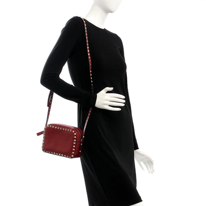 Valentino Garavani Pebbled Calfskin Rockstud Camera Crossbody Bag Rubino 2 of 6
