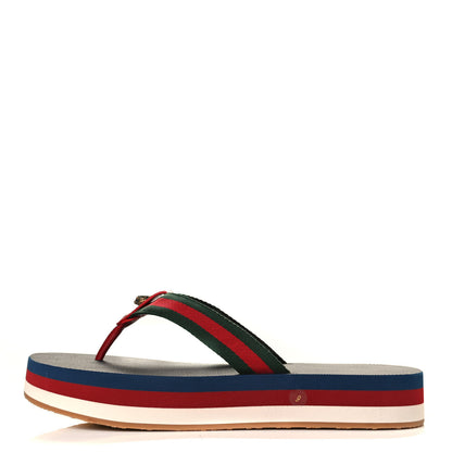 Gucci Canvas Mens Web Thong Sandals 9 Blue 1 of 6