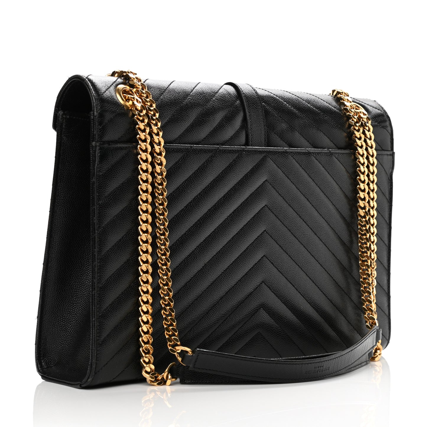 Grain De Poudre Matelasse Chevron Large Monogram Satchel Black