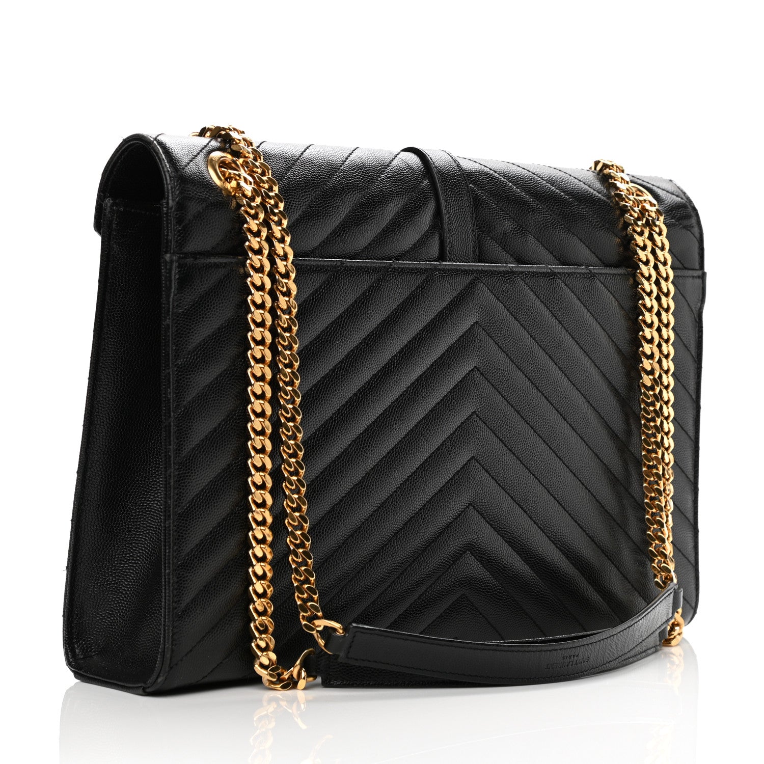 Saint Laurent Grain De Poudre Matelasse Chevron Large Monogram Satchel Black 3 of 13