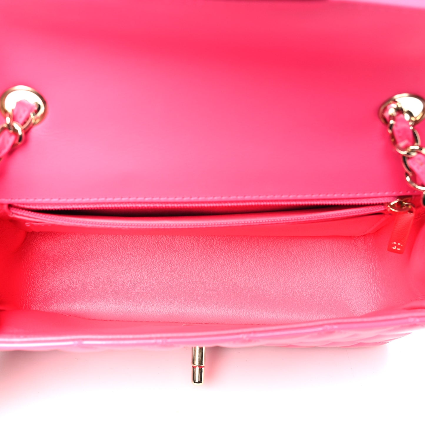 Patent Calfskin Quilted Mini Rectangular Flap Pink