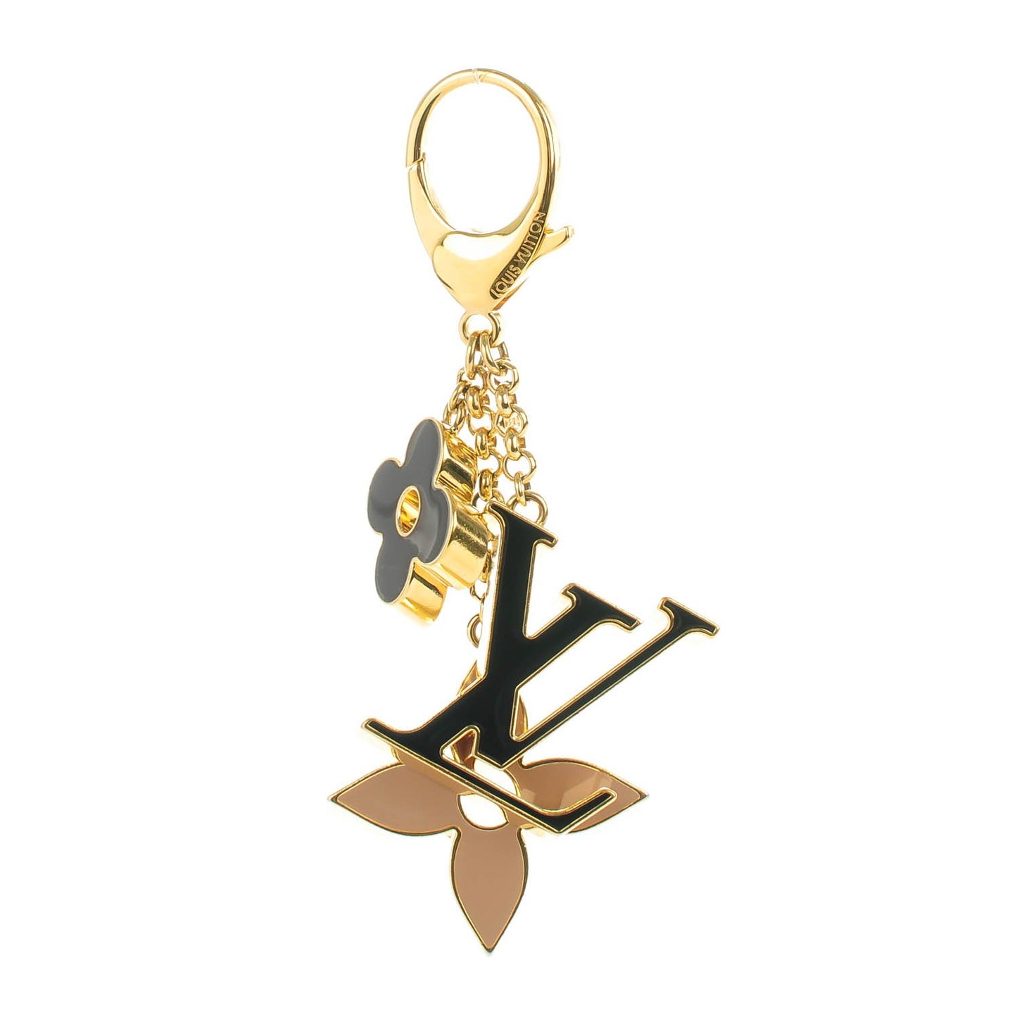Fleur De Monogram Bag Charm Dore