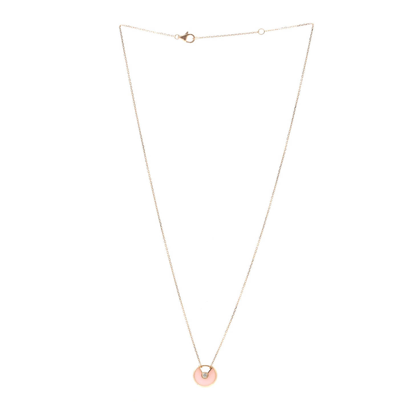 18K Pink Gold Diamond Pink Opal XS Amulette de Cartier Pendant Necklace