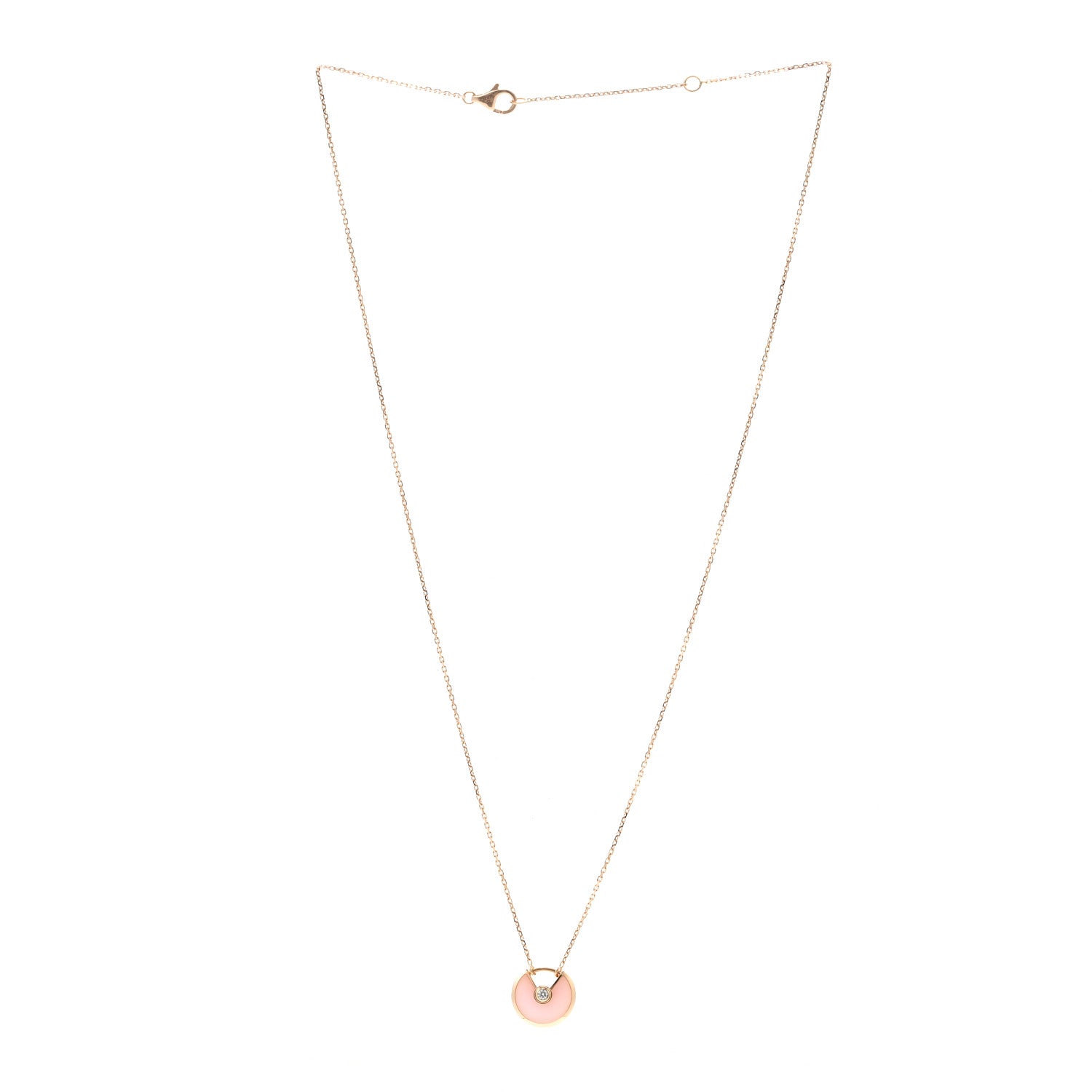 Cartier 18K Pink Gold Diamond Pink Opal XS Amulette de Cartier Pendant Necklace 3 of 5