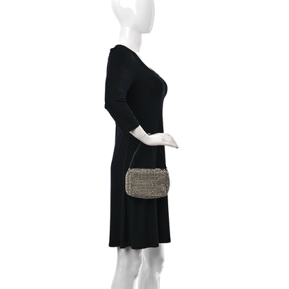 Alexander Wang Mesh Crystal Rhinestone Mini Heiress Pouch Black Silver 2 of 12
