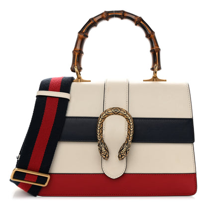 Gucci Calfskin Bamboo Web Medium Dionysus Top Handle Bag White Blue Hibiscus Red 1 of 11