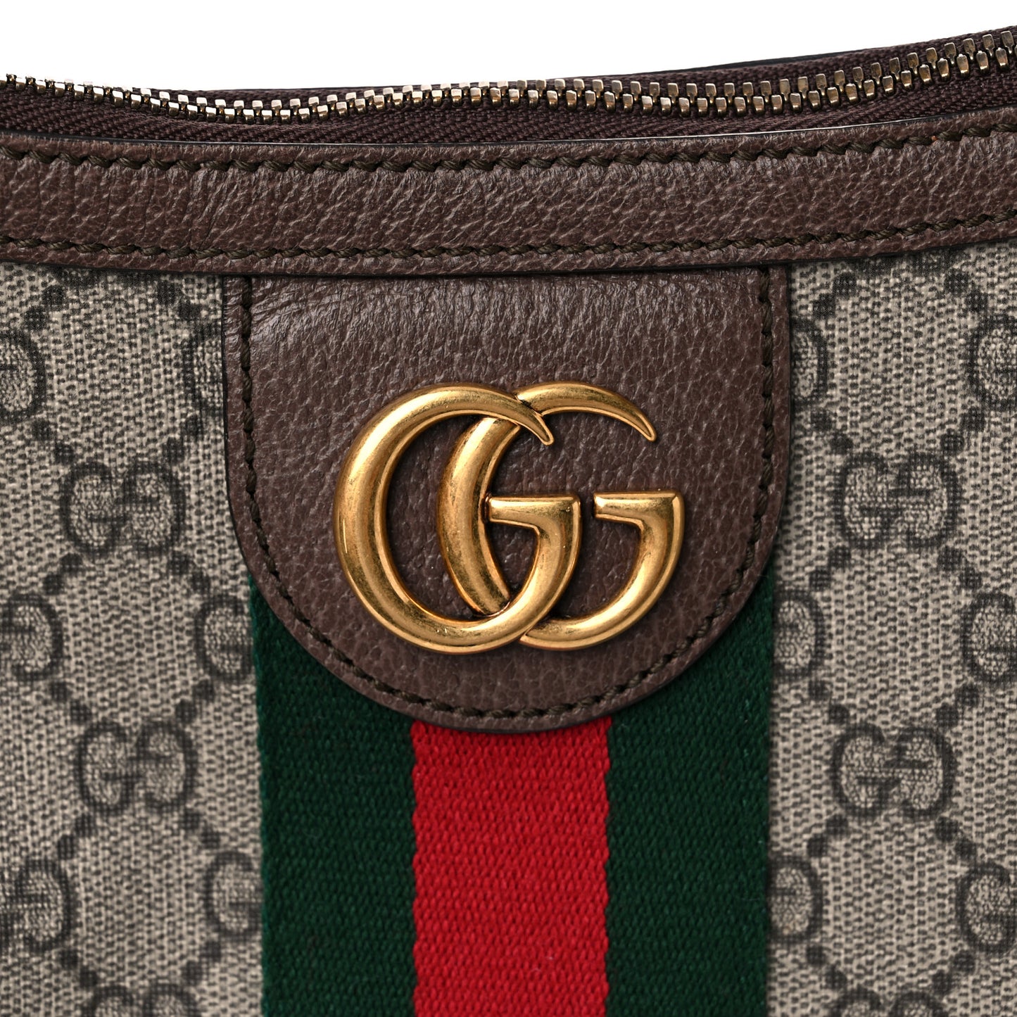 GG Supreme Monogram Web Small Ophidia Half Moon Hobo Brown