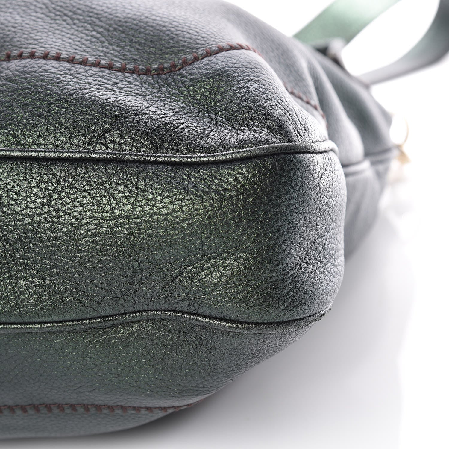 Gucci Metallic Pebbled Calfskin Large New Jackie Shoulder Bag Green 7 of 11