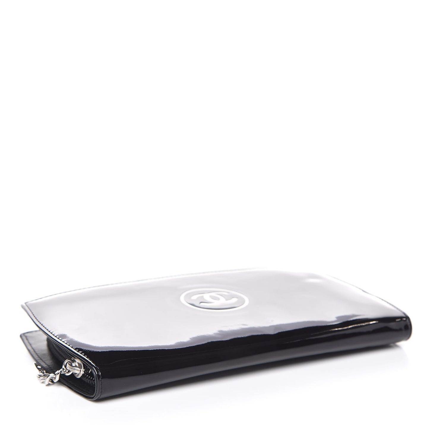 Patent Large CC Compact Zip Gusset Wallet Black