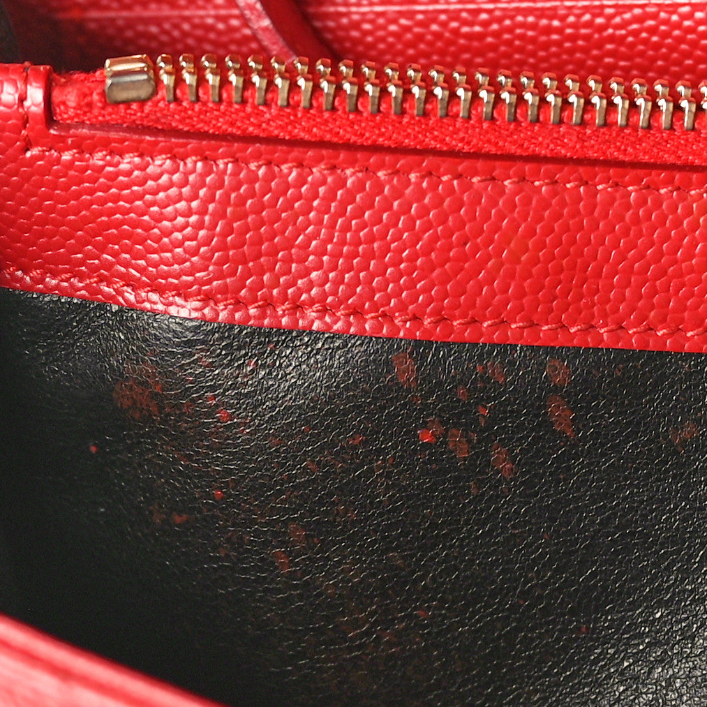 Grain De Poudre Matelasse Chevron Monogram Chain Wallet Red