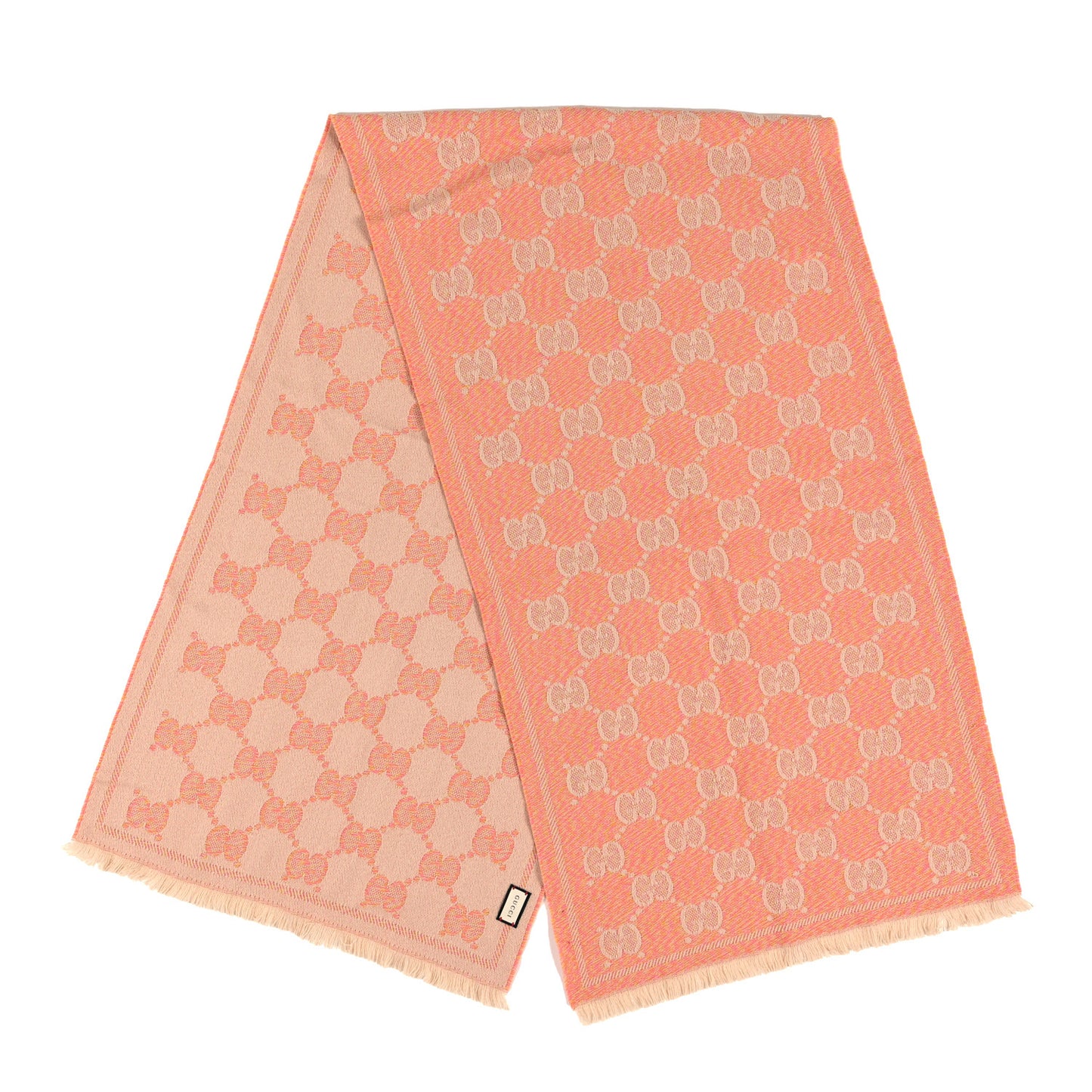 Wool Jacquard Monogram Jumbo GG Lady Moul Nest Scarf Pink Beige