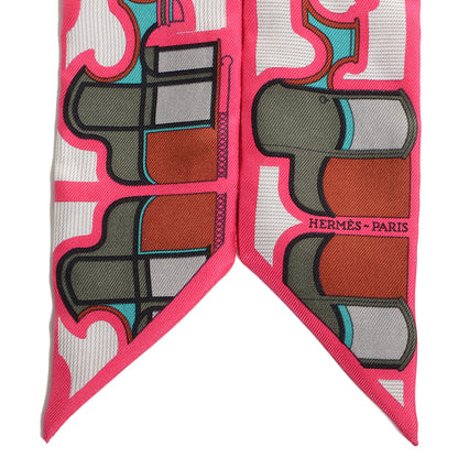 Hermes Silk Les Coupes Twilly Rose Indien Gris Vert De Gris 5 of 6