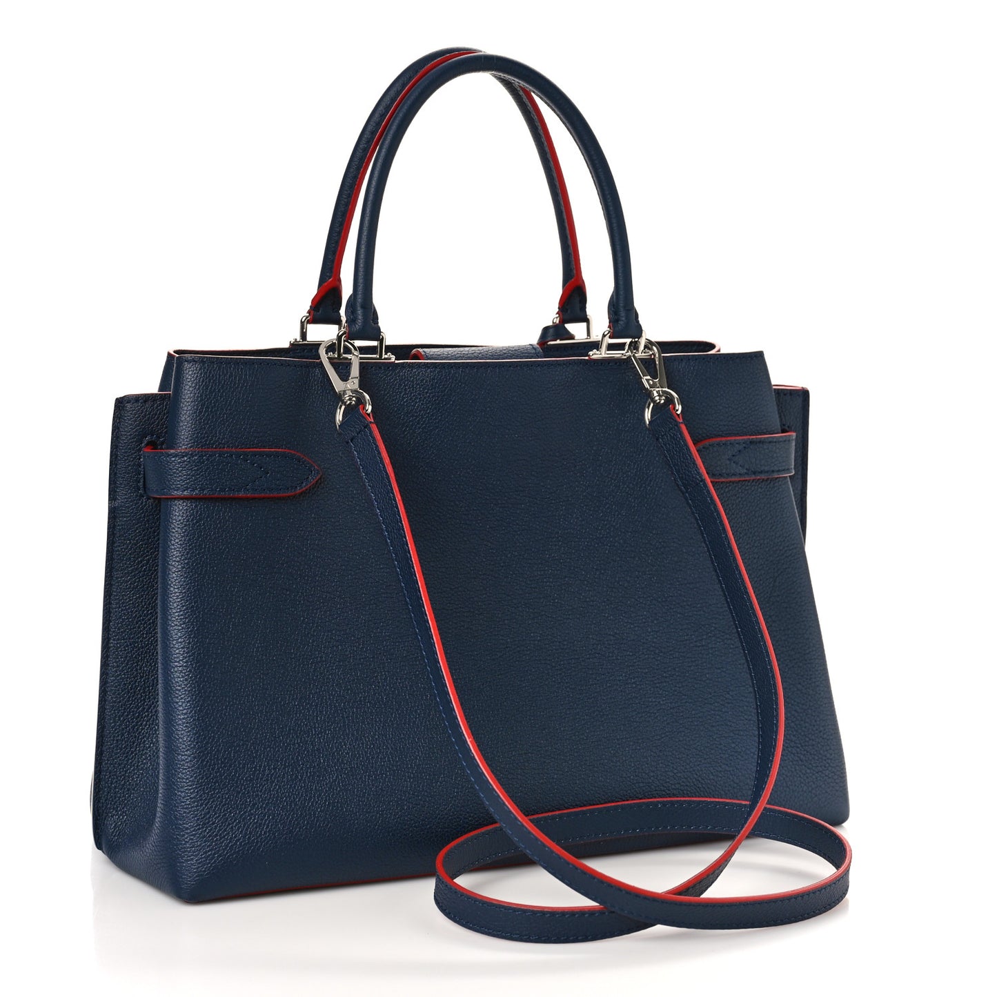 Calfskin Lockme Day Marine Rouge
