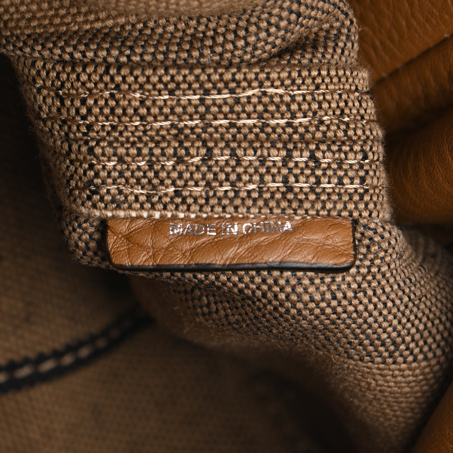 Grainy Calfskin Canvas Mega Check Medium Ashby Tassel Hobo Saddle Brown