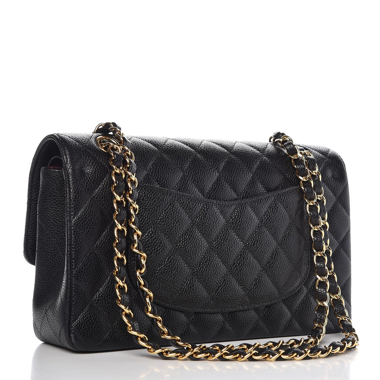 Caviar Quilted Medium Double Flap Black