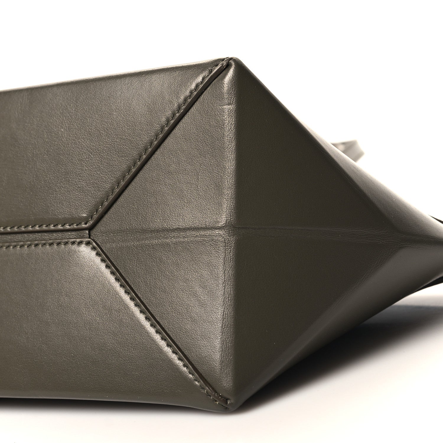 Loewe Shiny Calfskin Mini Cropped Puzzle Fold Tote Dark Khaki Green 10 of 10