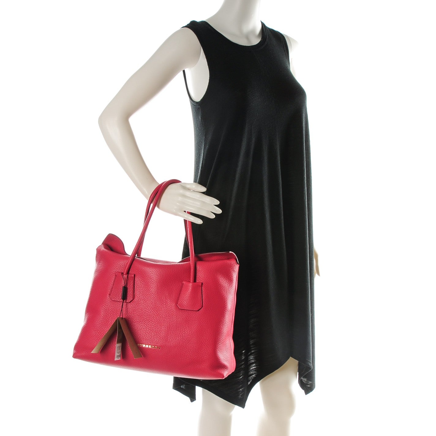 Burberry London Grainy Calfskin Medium Baynard Tote Pink Azalea 2 of 7