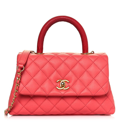 Chanel Caviar Lizard Embossed Quilted Mini Coco Handle Flap Pink 1 of 13